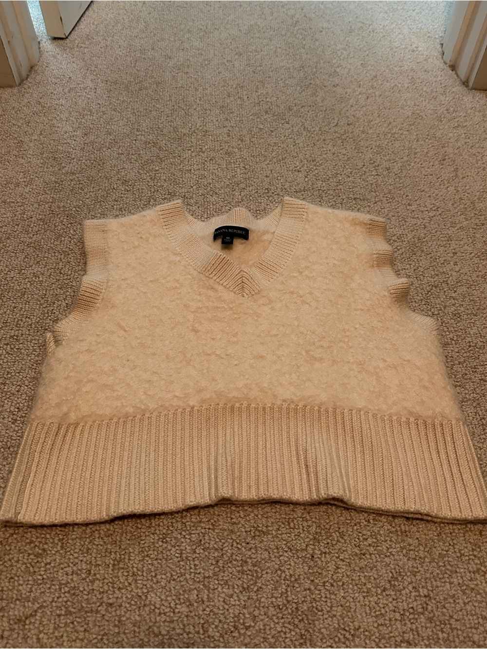 Banana Republic Cream V-Neck Knit Vest